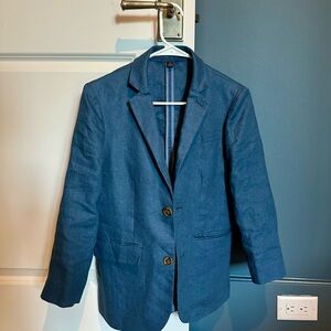 Boys JCrew unstructured Ludlow blue linen blazer, size 14